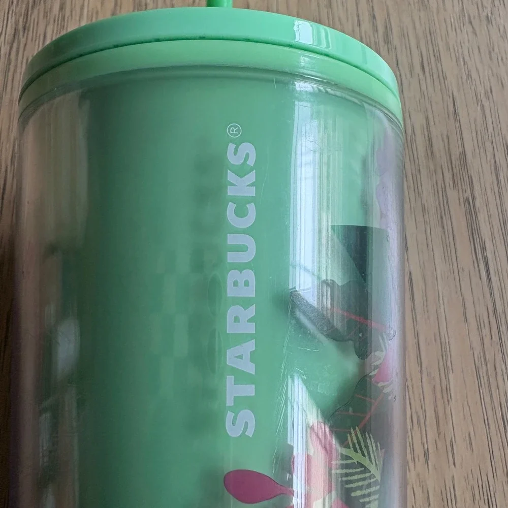 STARBUCKS‎ 2021 Ltd Edition Color Change Tumbler Green Poinsettia Holiday 24 oz